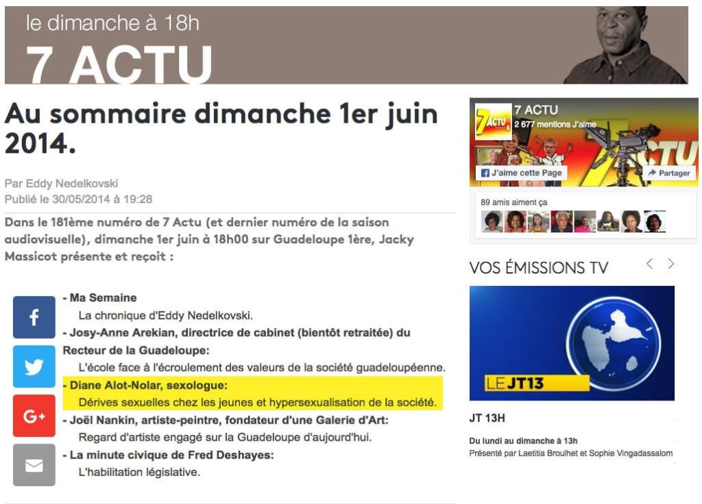 ÉMISSION 7 ACTU AVEC JACKY MASSICOT - GUADELOUPE 1ÈRE