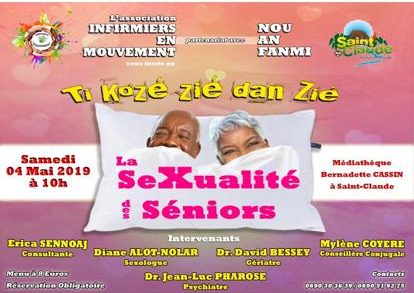 Intervention au « Ti Kozé zié dans zié : la sexualité des seniors » organisé par l’association infirmiers en mouvement (médiathèque de Saint Claude), mai 2019